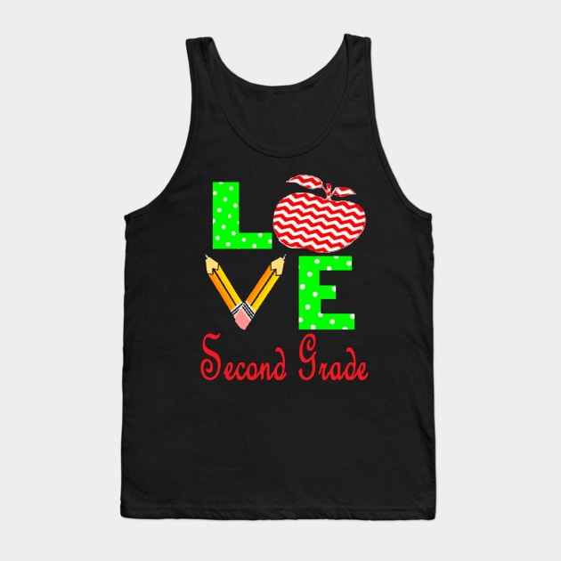 "LOVE Second Grade" Teachers Teaching Tank Top by curlygirztees1